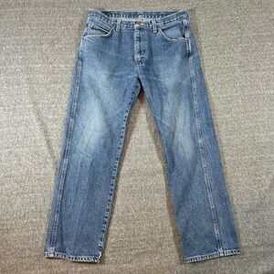 Vintage Wrangler Jeans Straight Leg Denim Blue Mens Size 38x32‎ Fits 34x29 Faded